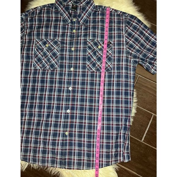 Enyce red/blue plaid casual button down short sleeved shirt sz 5X - Picture 5 of 5